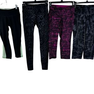 Old Navy Capri & 7/8 Leggings LOT 4 Size XS Black/Gray/Magenta Active Women's